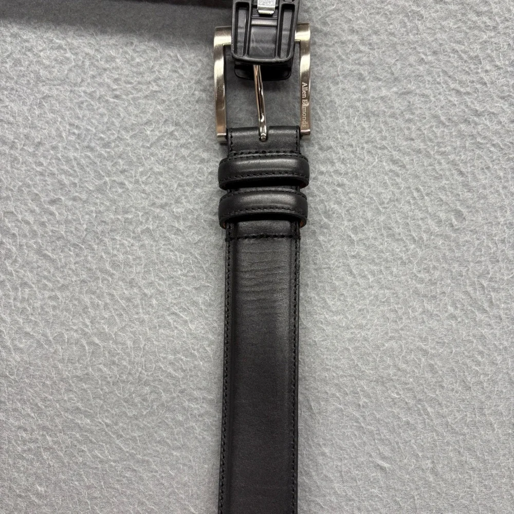 Allen Edmonds Belt Mens 44 Black Leather Square Buckle Made in USA Dress 39501